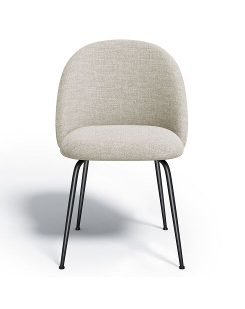 2 Chaises Ella Tissu Tramé toucher doux beiges - 54x50x77.5 cm