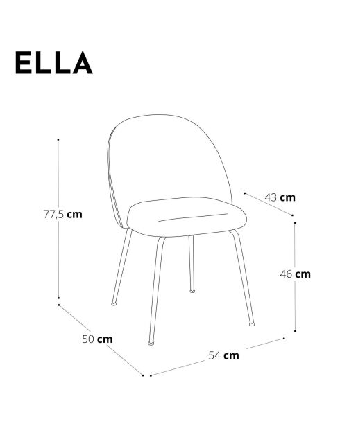 2 Chaises Ella Tissu Tramé toucher doux beiges - 54x50x77.5 cm