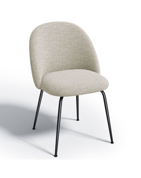 2 Chaises Ella Tissu Tramé toucher doux beiges - 54x50x77.5 cm