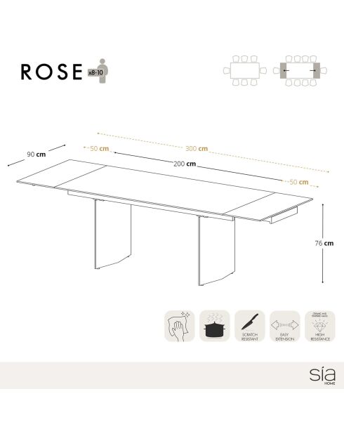 Table extensible Pandora dorée - 180x90x76 cm