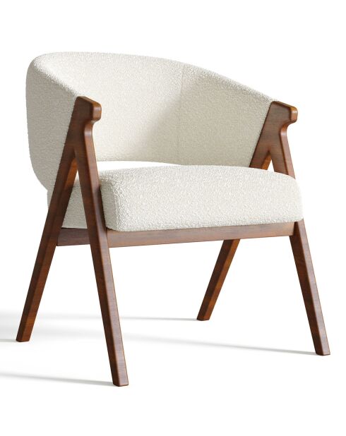 Fauteuil Izia en bouclette blanc - 65.5x70x82.5 cm