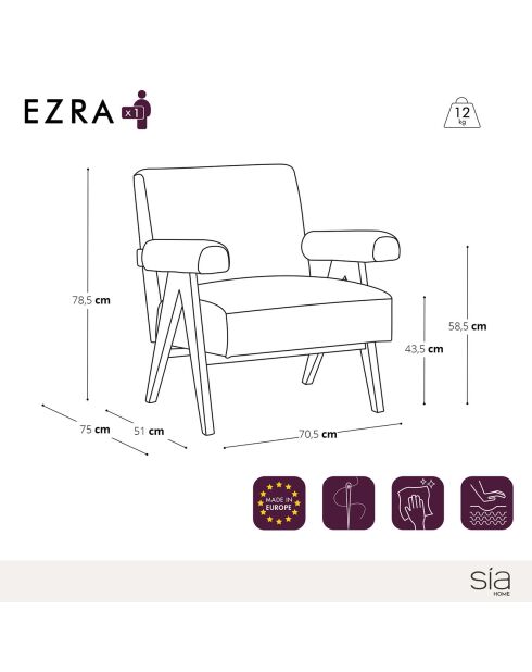 Fauteuil Ezra en bouclette blanc - 70.5x75x78.5 cm