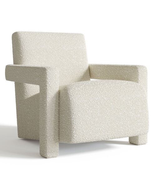 Fauteuil Ema en bouclette blanc - 73x85x75 cm
