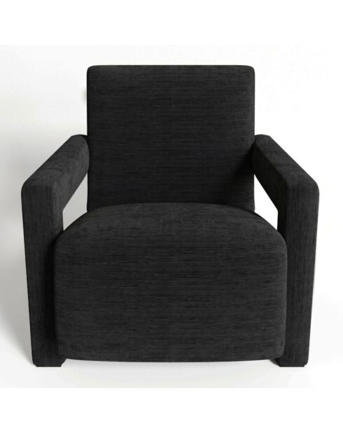 Fauteuil Ema en velours noir - 73x85x75 cm