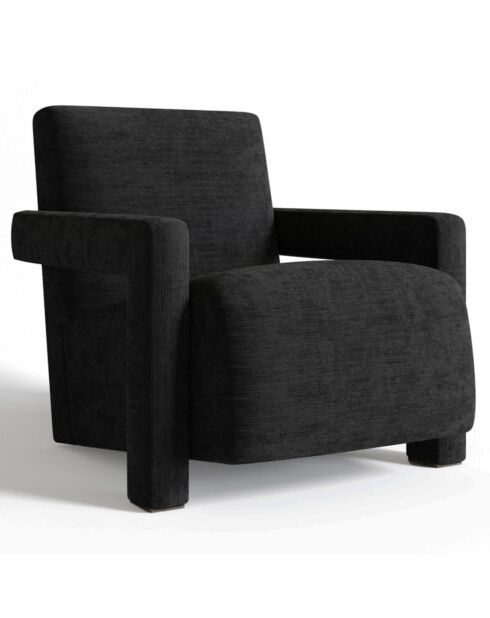Fauteuil Ema en velours noir - 73x85x75 cm