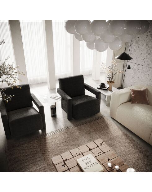 Fauteuil Ema en velours noir - 73x85x75 cm