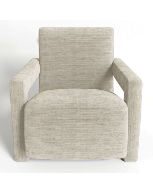 Fauteuil Ema en velours beige - 73x85x75 cm