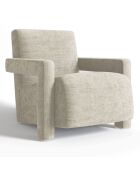 Fauteuil Ema en velours beige - 73x85x75 cm
