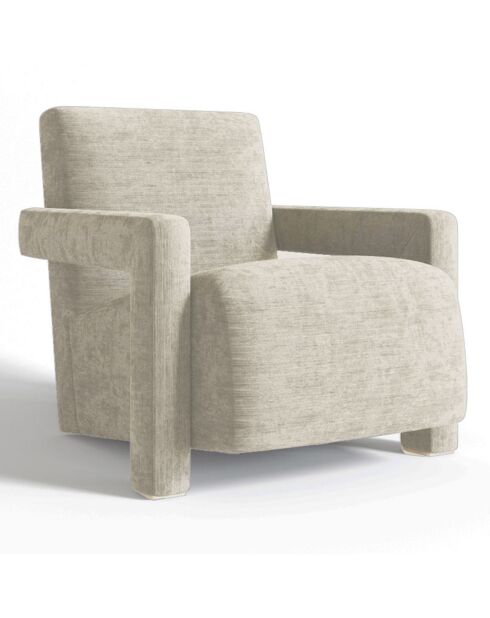 Fauteuil Ema en velours beige - 73x85x75 cm