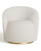 Fauteuil pivotant Jade en bouclette blanc cassé - 74.5x69x74.5 cm
