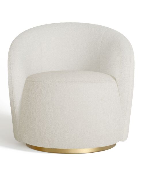 Fauteuil pivotant Jade en bouclette blanc cassé - 74.5x69x74.5 cm