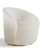 Fauteuil pivotant Jade en bouclette blanc cassé - 74.5x69x74.5 cm