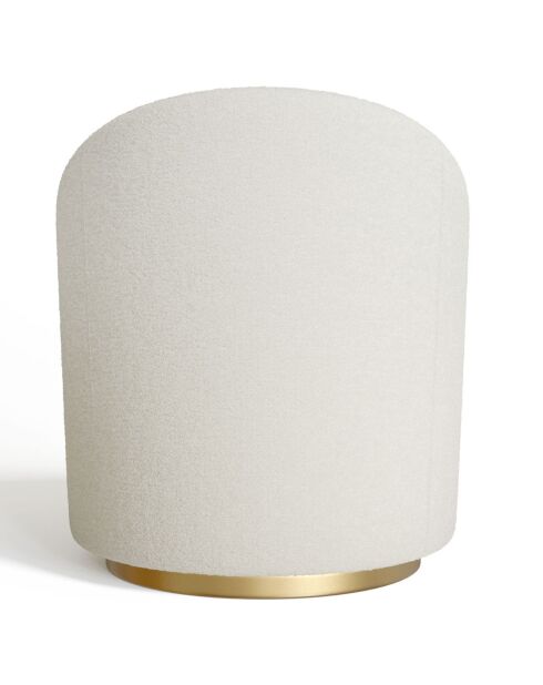 Fauteuil pivotant Jade en bouclette blanc cassé - 74.5x69x74.5 cm