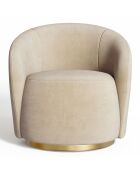 Fauteuil pivotant Jade en velours taupe - 74.5x69x74.5cm