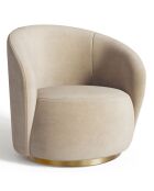 Fauteuil pivotant Jade en velours taupe - 74.5x69x74.5cm