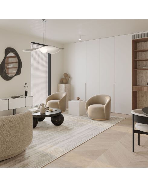 Fauteuil pivotant Jade en velours taupe - 74.5x69x74.5cm