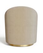 Fauteuil pivotant Jade en velours taupe - 74.5x69x74.5cm
