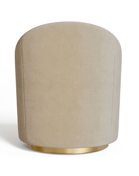 Fauteuil pivotant Jade en velours taupe - 74.5x69x74.5cm