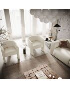 Fauteuil Kara en bouclette blanc - 68x64x72 cm