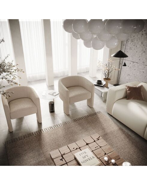 Fauteuil Kara en bouclette taupe - 68x64x72 cm