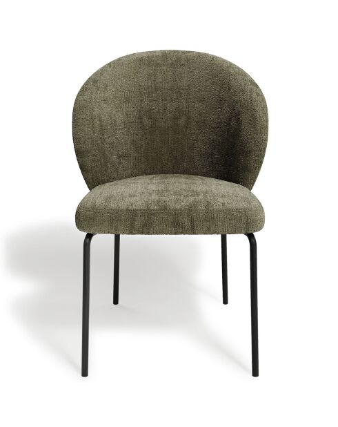 2 Stühle Aria aus strukturiertem Samt in Khaki - 54x54x87 cm