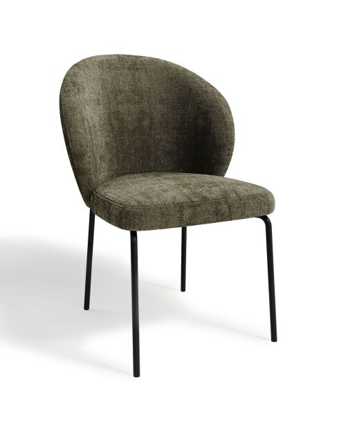 2 Stühle Aria aus strukturiertem Samt in Khaki - 54x54x87 cm
