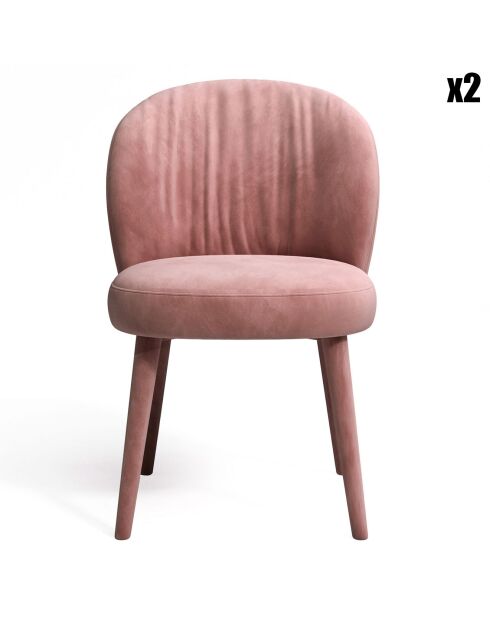 2 Chaises Ernst Velours Pieds velours  rose vintage - 63x49x84.5 cm