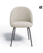 2 Chaises Ella Tissu Tramé toucher doux beiges - 54x50x77.5 cm