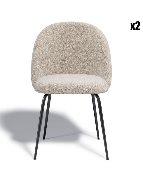 2 Chaises Ella Bouclette taupe - 54x50x77.5 cm