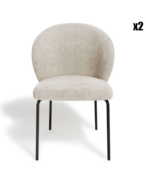 2 Chaises Aria Velours texturé beiges - 54x54x87 cm