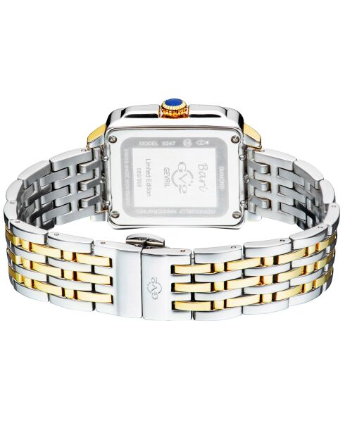 Montre Bari Tortoise Femme Quartz en Acier & Diamants 0.09 ct doré/argenté