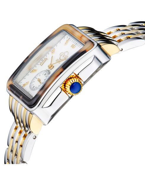 Montre Bari Tortoise Femme Quartz en Acier & Diamants 0.09 ct doré/argenté