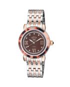 Montre Marsala Tortoise Femme Quartz en Acier & Diamants 0.063 ct argenté/rose doré