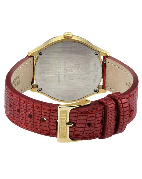 Montre Morcote Femme Quartz en Cuir & Diamants 0.108 ct rouge