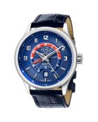 Montre Giromondo Homme Quartz en Cuir bleue
