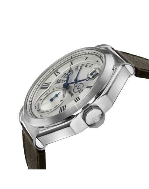 Marchese herenhorloge van kwartsbruin leer