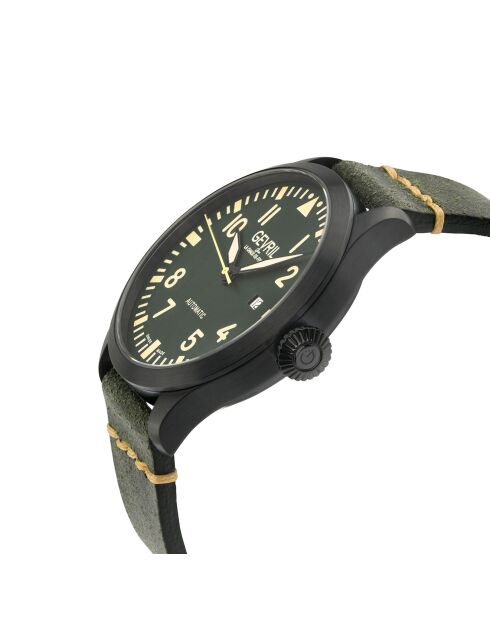 Vaughn automatisch herenhorloge van olijfgroen leer