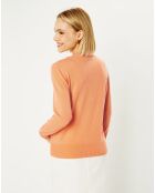 Pull 100% Cachemire Zocon col V orange clair