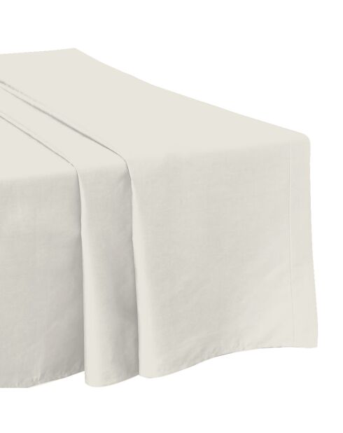 Drap plat en satin de coton ivoire