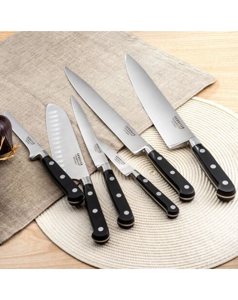Bloc spaguetti + 5 couteaux en bois clair Origin marron - 26x15.5 cm