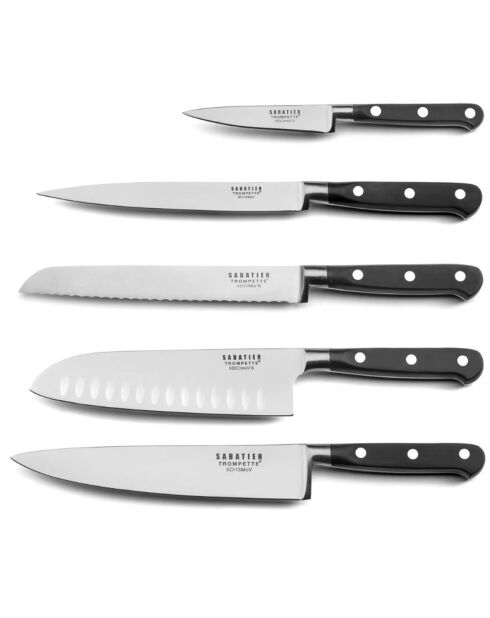 Origin brauner Spaguettiblock + 5 helle Holzmesser - 26x15,5 cm