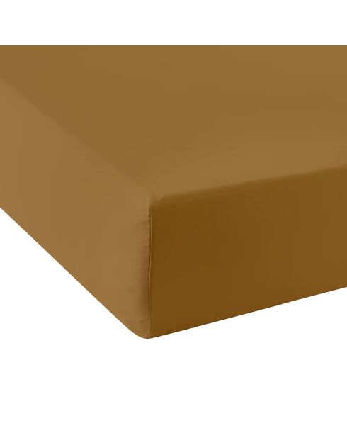 Drap housse en percale de coton bonnet 30 cm bronze