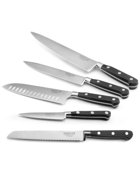 Origin Couteaux de cuisine gris/noir - 5 pièces