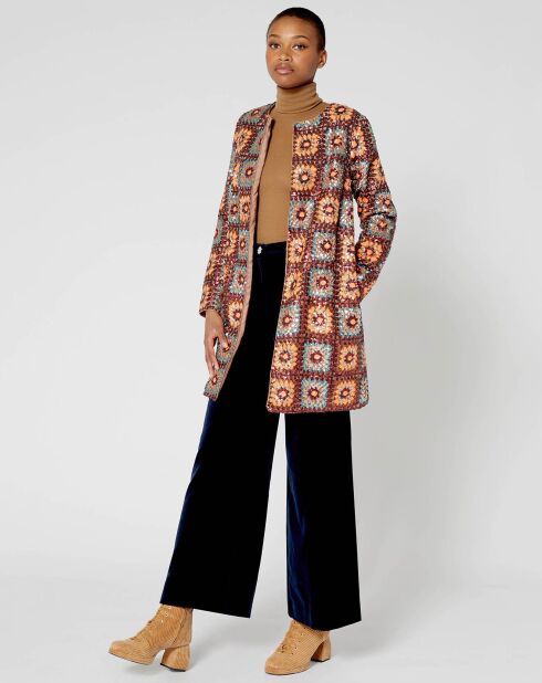 Manteau Crochet Paillette sequins chocolat