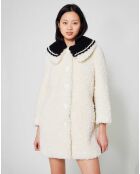 Manteau en Fausse Fourrure Nounours col amovible écru