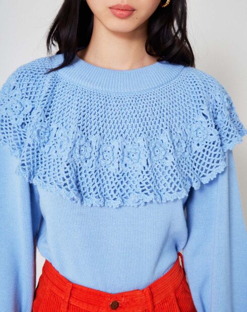 Pull en Laine mélangée Babydoll Rosalie bleu