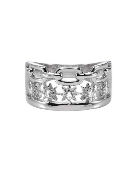 Bague en Argent rhodié & Oxyde de Zirconium blanc