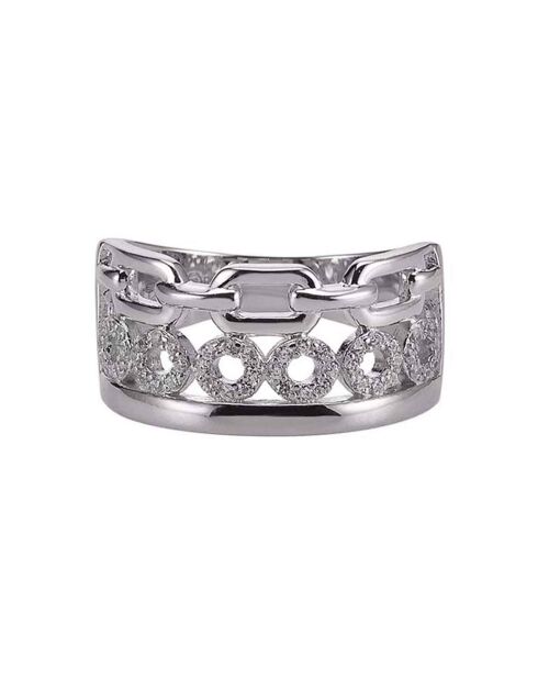 Bague en Argent rhodié & Oxyde de Zirconium blanc