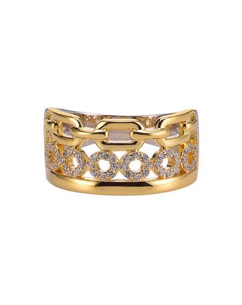 Bague en Argent doré & Oxyde de Zirconium blanc