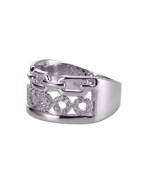 Bague en Argent rhodié & Oxyde de Zirconium blanc